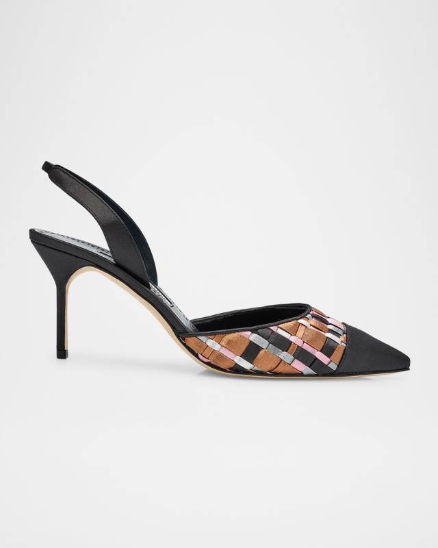 Multi Woven Cap-Toe Slingback Pumps